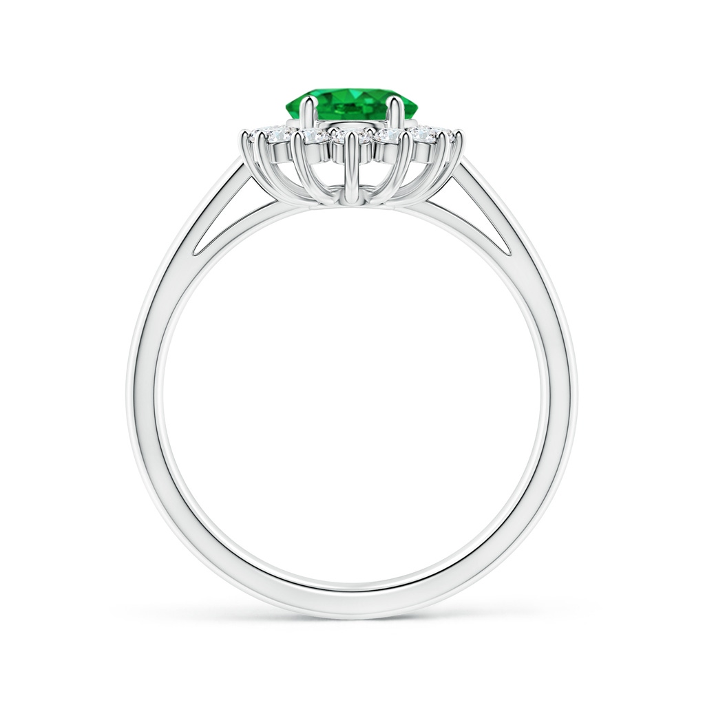 8x6mm AAA Princess Diana Inspired Emerald Ring with Diamond Halo in White Gold Side 199