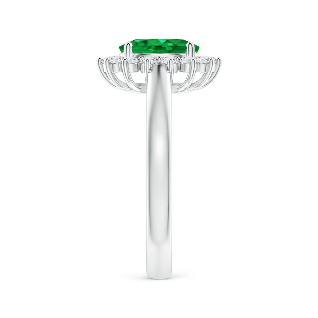 8x6mm AAA Princess Diana Inspired Emerald Ring with Diamond Halo in White Gold Side 299