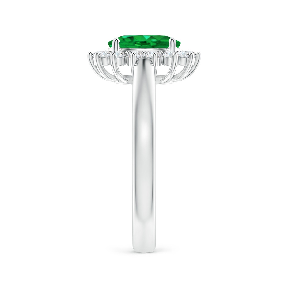 8x6mm AAA Princess Diana Inspired Emerald Ring with Diamond Halo in White Gold side 299