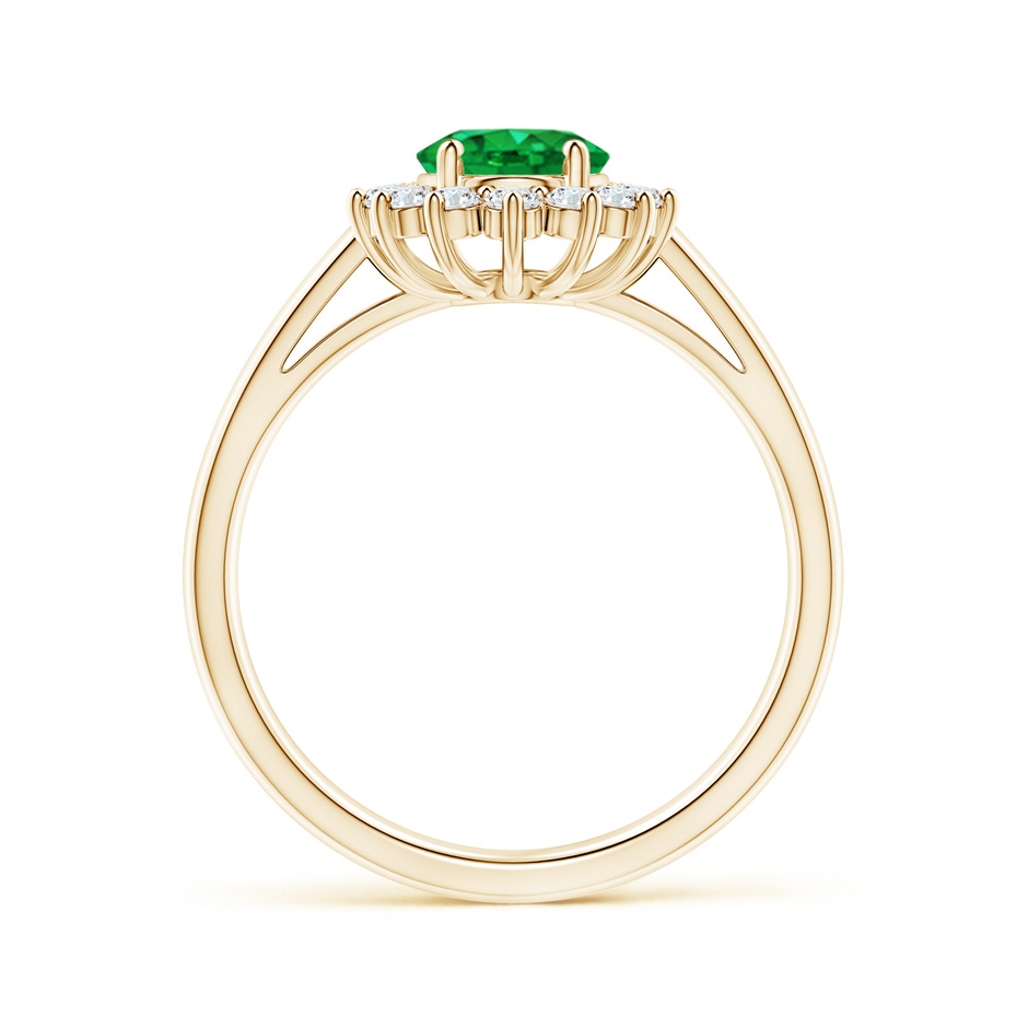 8x6mm AAA Princess Diana Inspired Emerald Ring with Diamond Halo in Yellow Gold side 199