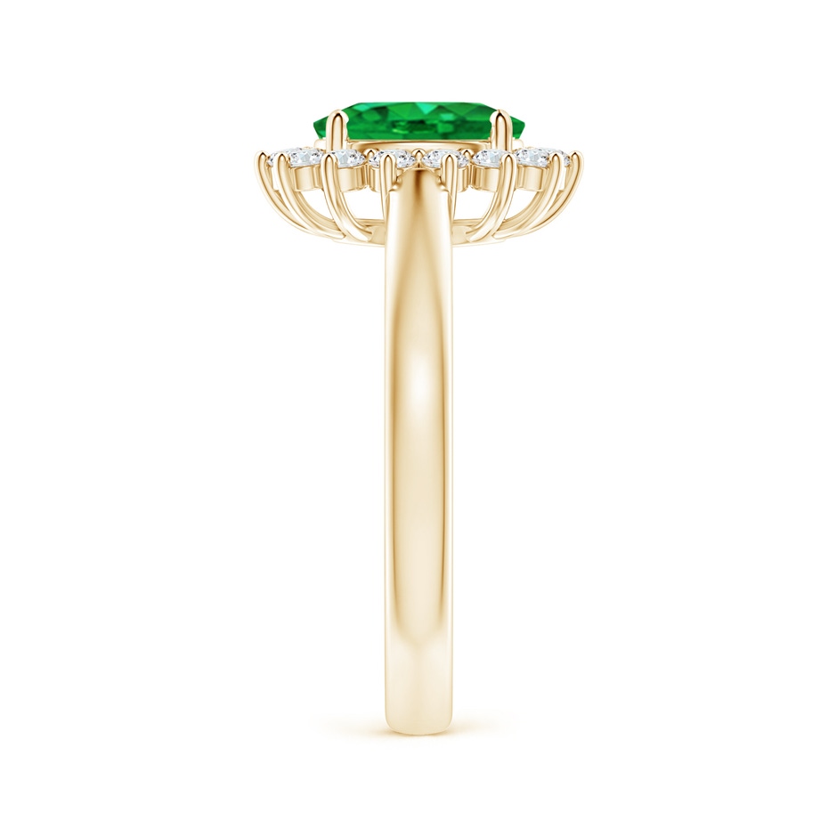 8x6mm AAA Princess Diana Inspired Emerald Ring with Diamond Halo in Yellow Gold side 299