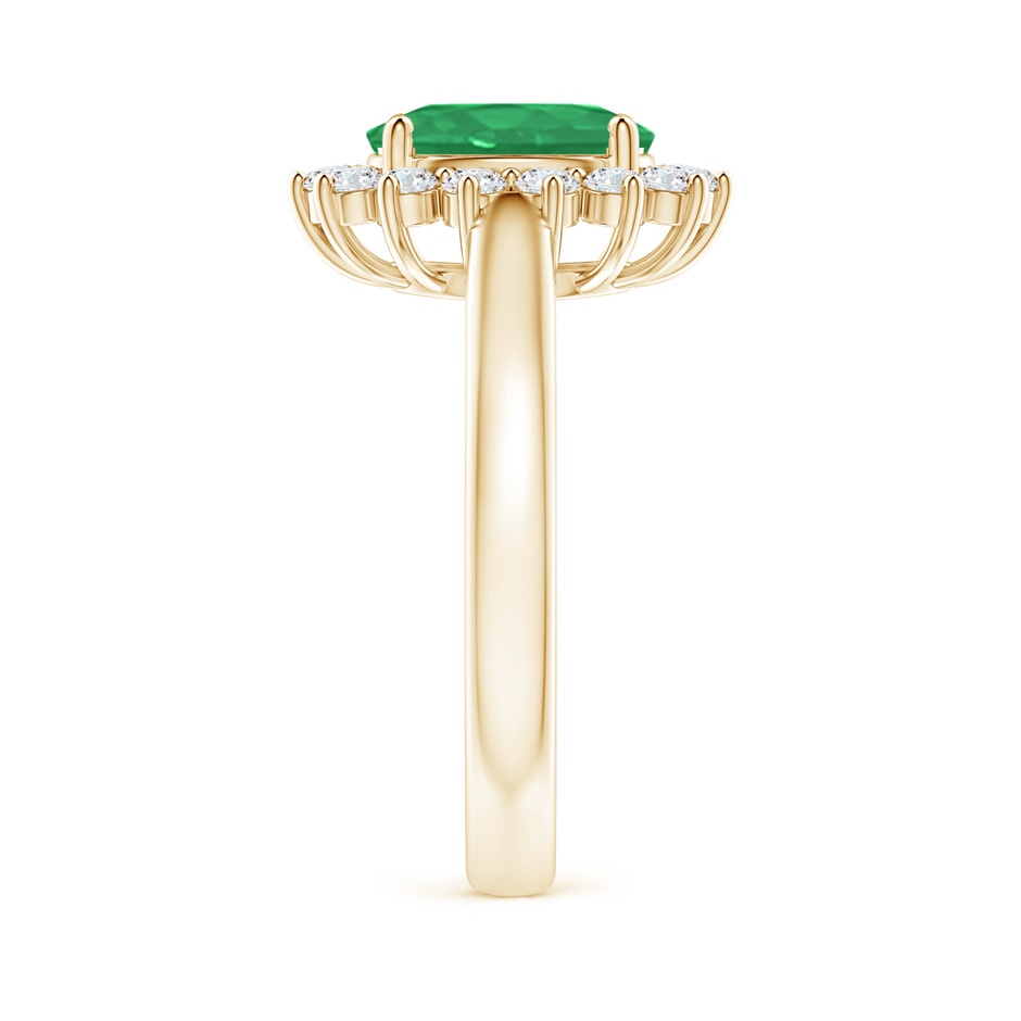 9x7mm A Princess Diana Inspired Emerald Ring with Diamond Halo in Yellow Gold side 299