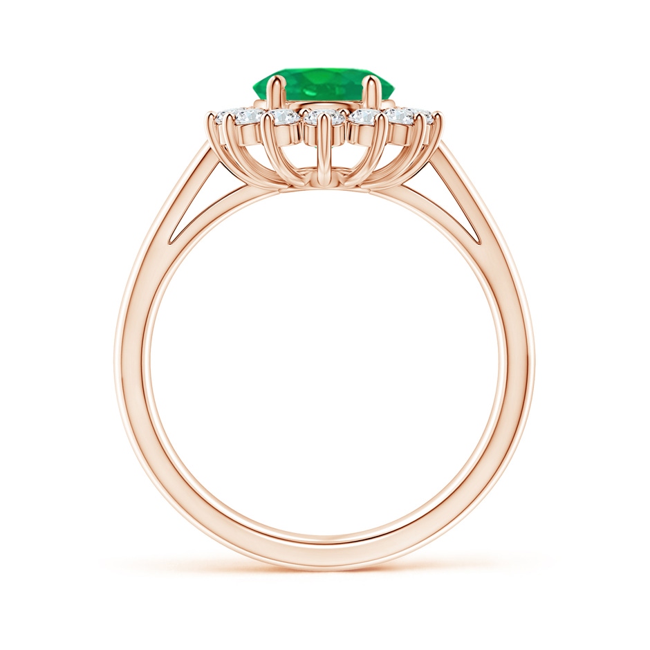 9x7mm AA Princess Diana Inspired Emerald Ring with Diamond Halo in Rose Gold side 199