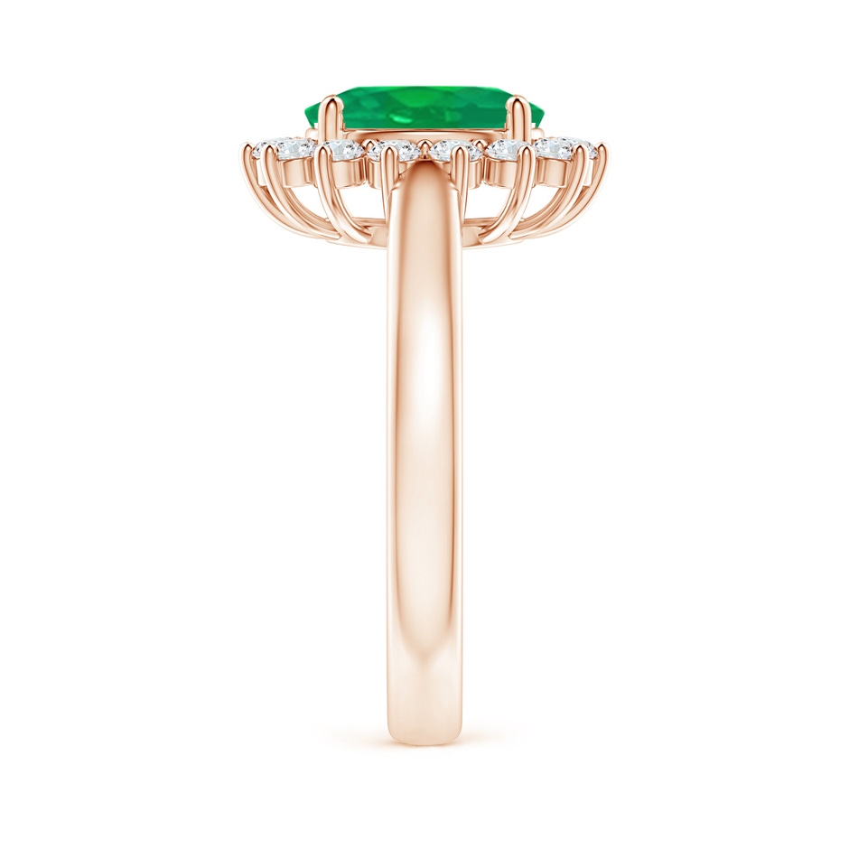 9x7mm AA Princess Diana Inspired Emerald Ring with Diamond Halo in Rose Gold side 299