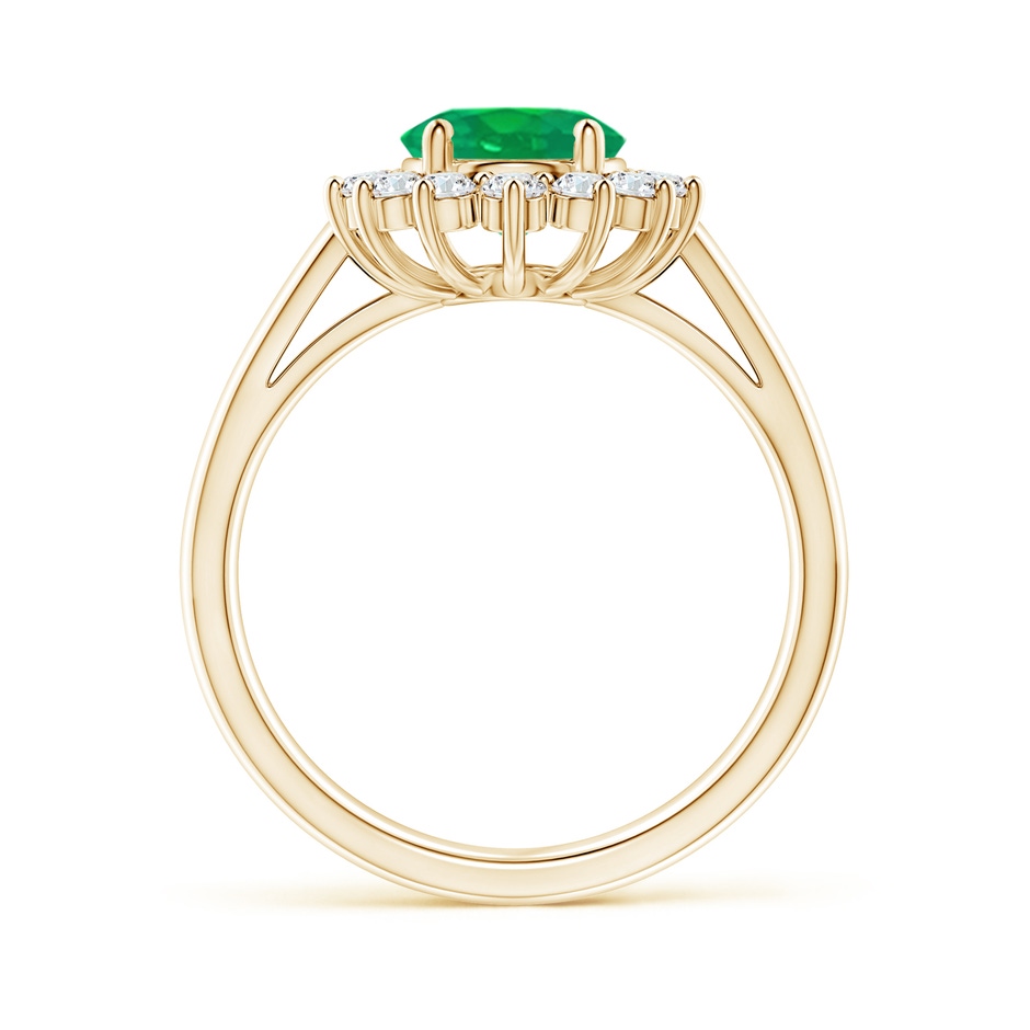 9x7mm AA Princess Diana Inspired Emerald Ring with Diamond Halo in Yellow Gold side 199