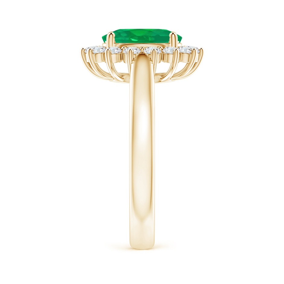 9x7mm AA Princess Diana Inspired Emerald Ring with Diamond Halo in Yellow Gold side 299