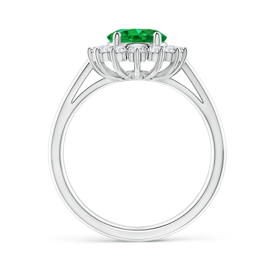 9x7mm AAA Princess Diana Inspired Emerald Ring with Diamond Halo in P950 Platinum side 199