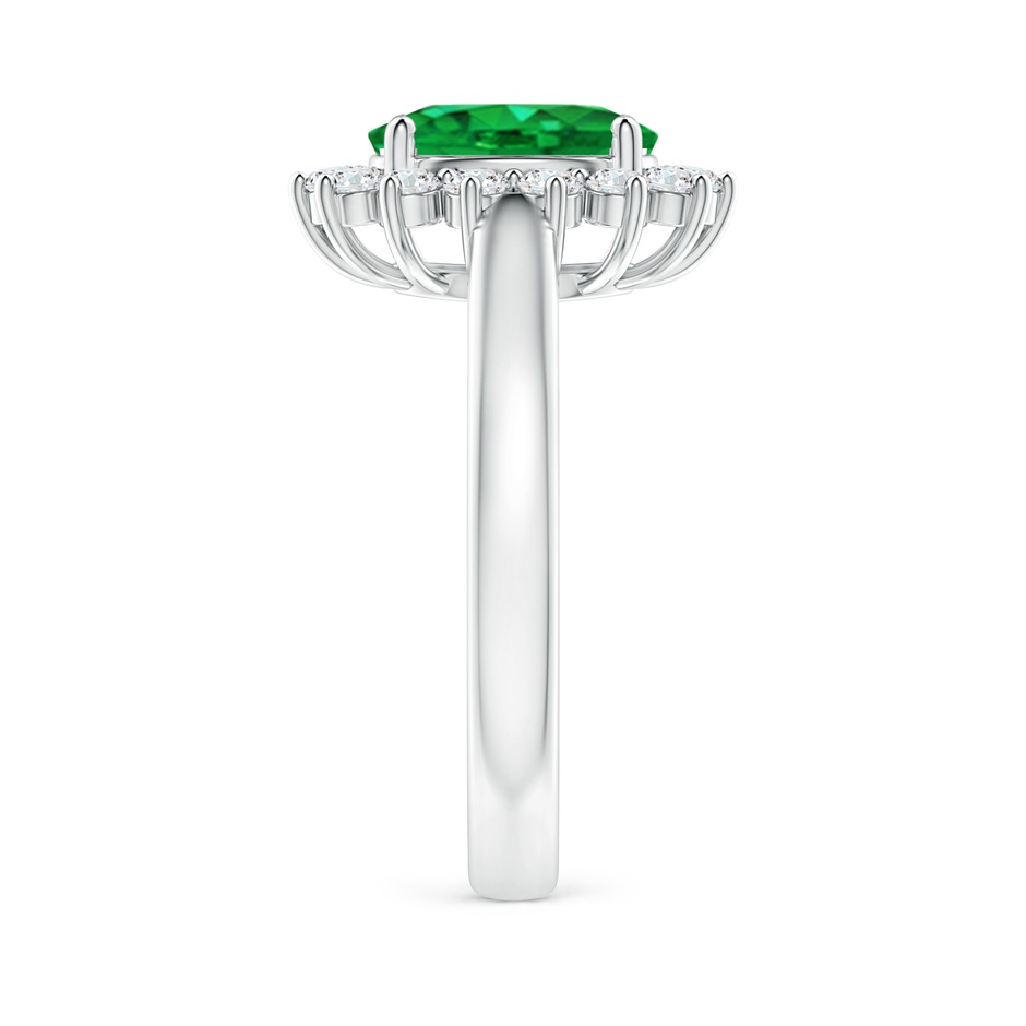 9x7mm AAA Princess Diana Inspired Emerald Ring with Diamond Halo in P950 Platinum side 299