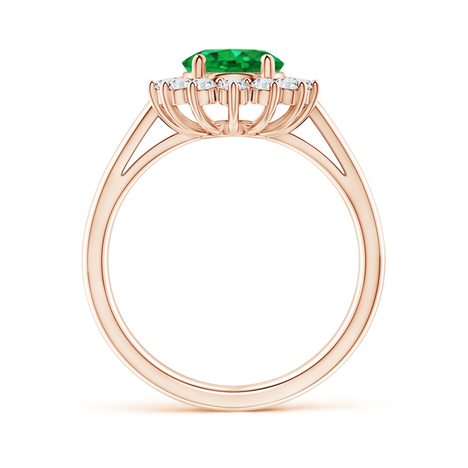 9x7mm AAA Princess Diana Inspired Emerald Ring with Diamond Halo in Rose Gold side 199