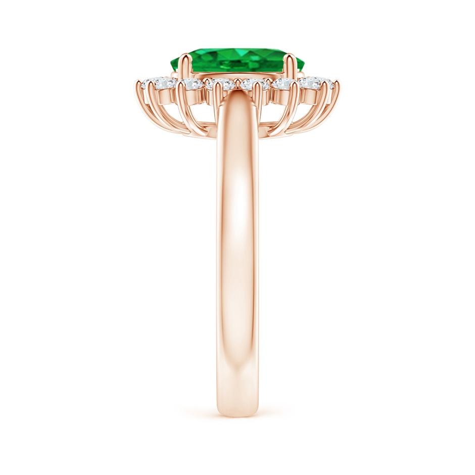 9x7mm AAA Princess Diana Inspired Emerald Ring with Diamond Halo in Rose Gold side 299