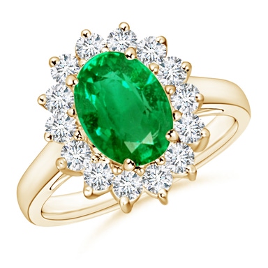 Pear Emerald Ring with Diamond Halo