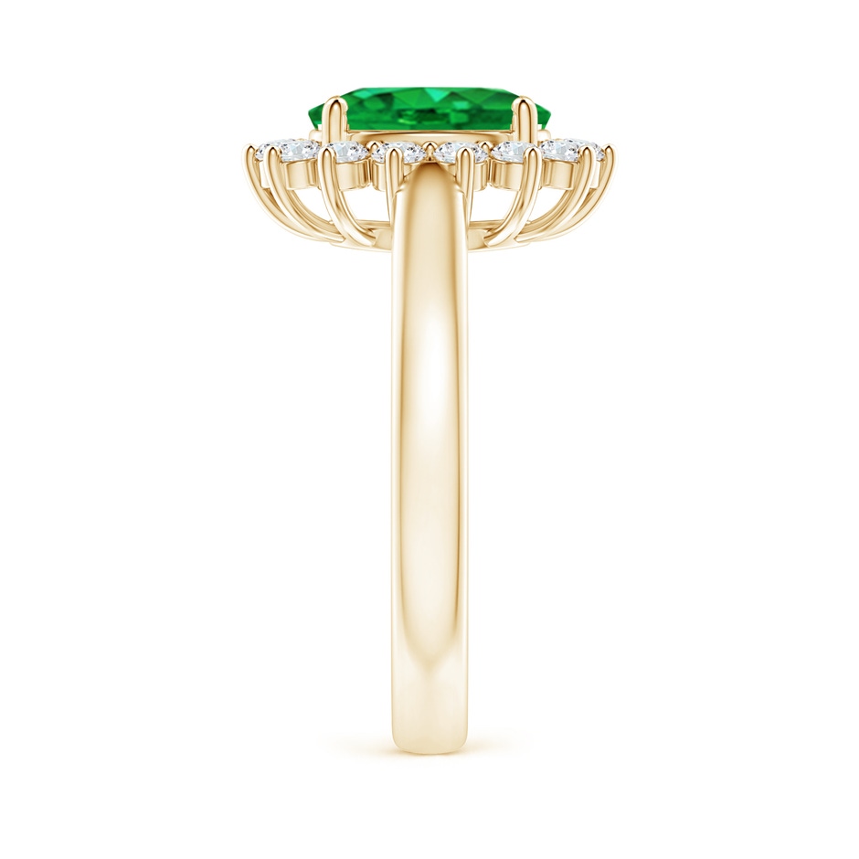 9x7mm AAA Princess Diana Inspired Emerald Ring with Diamond Halo in Yellow Gold side 299
