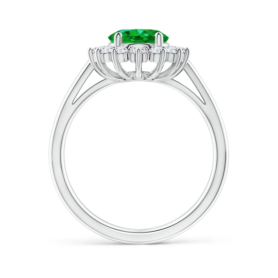 9x7mm AAAA Princess Diana Inspired Emerald Ring with Diamond Halo in White Gold side 199