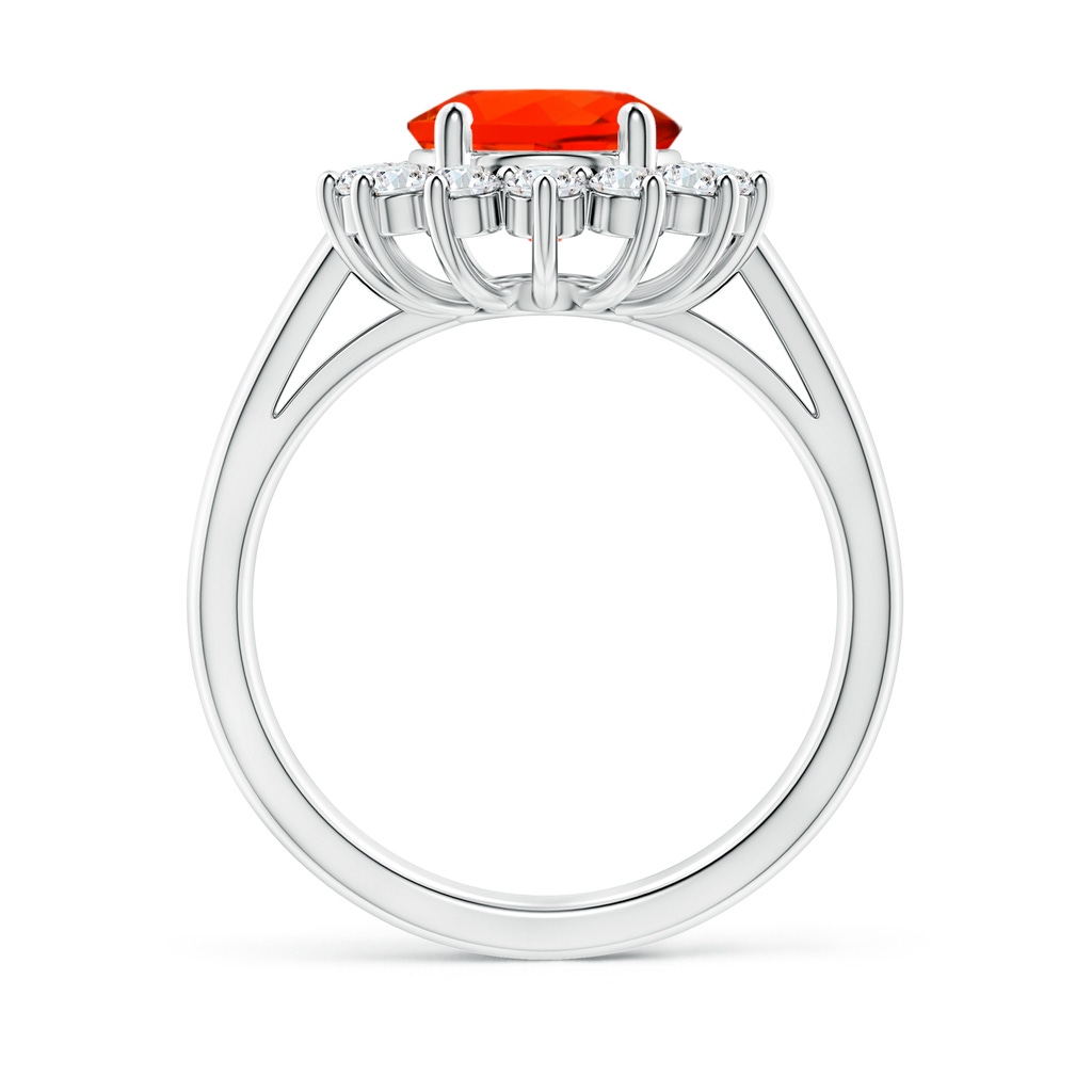 10x8mm AAAA Princess Diana Inspired Fire Opal Ring with Diamond Halo in White Gold Side-1