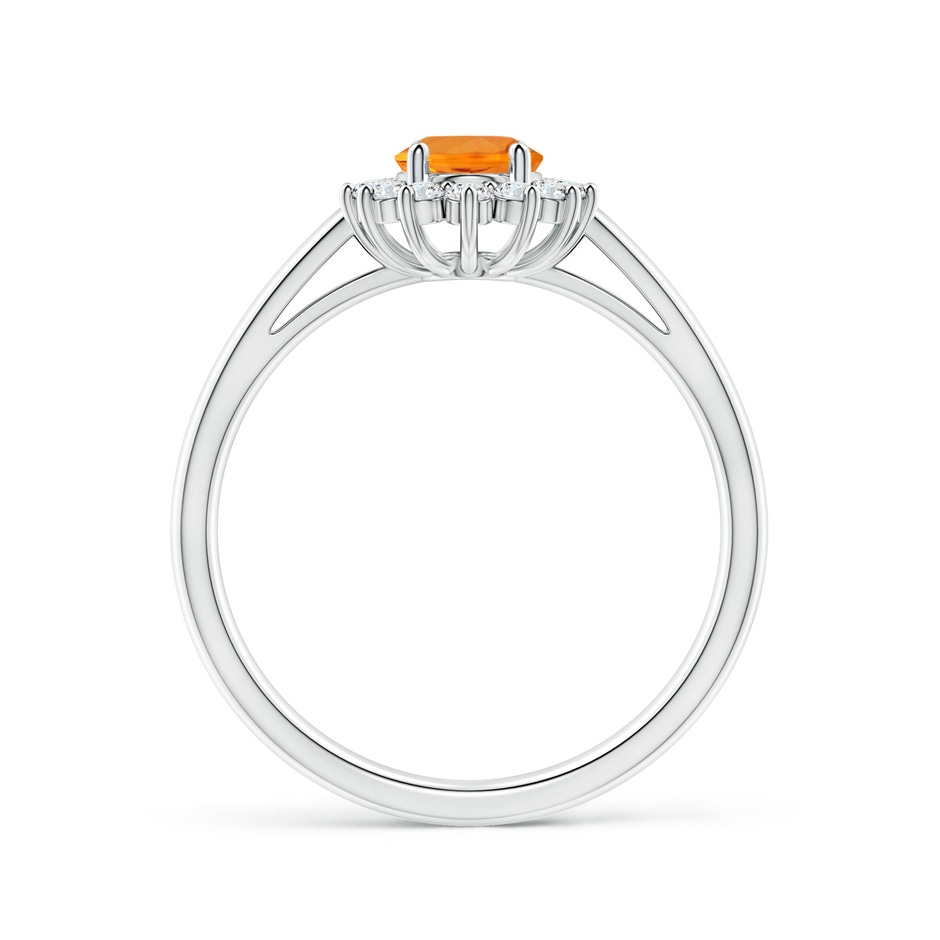 7x5mm AA Princess Diana Inspired Fire Opal Ring with Diamond Halo in S999 Silver side 199
