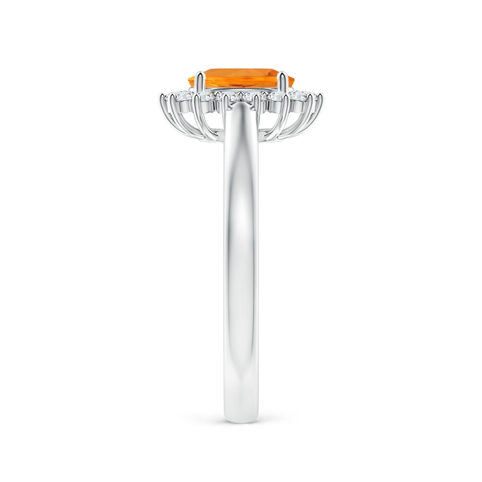 7x5mm AA Princess Diana Inspired Fire Opal Ring with Diamond Halo in S999 Silver side 299