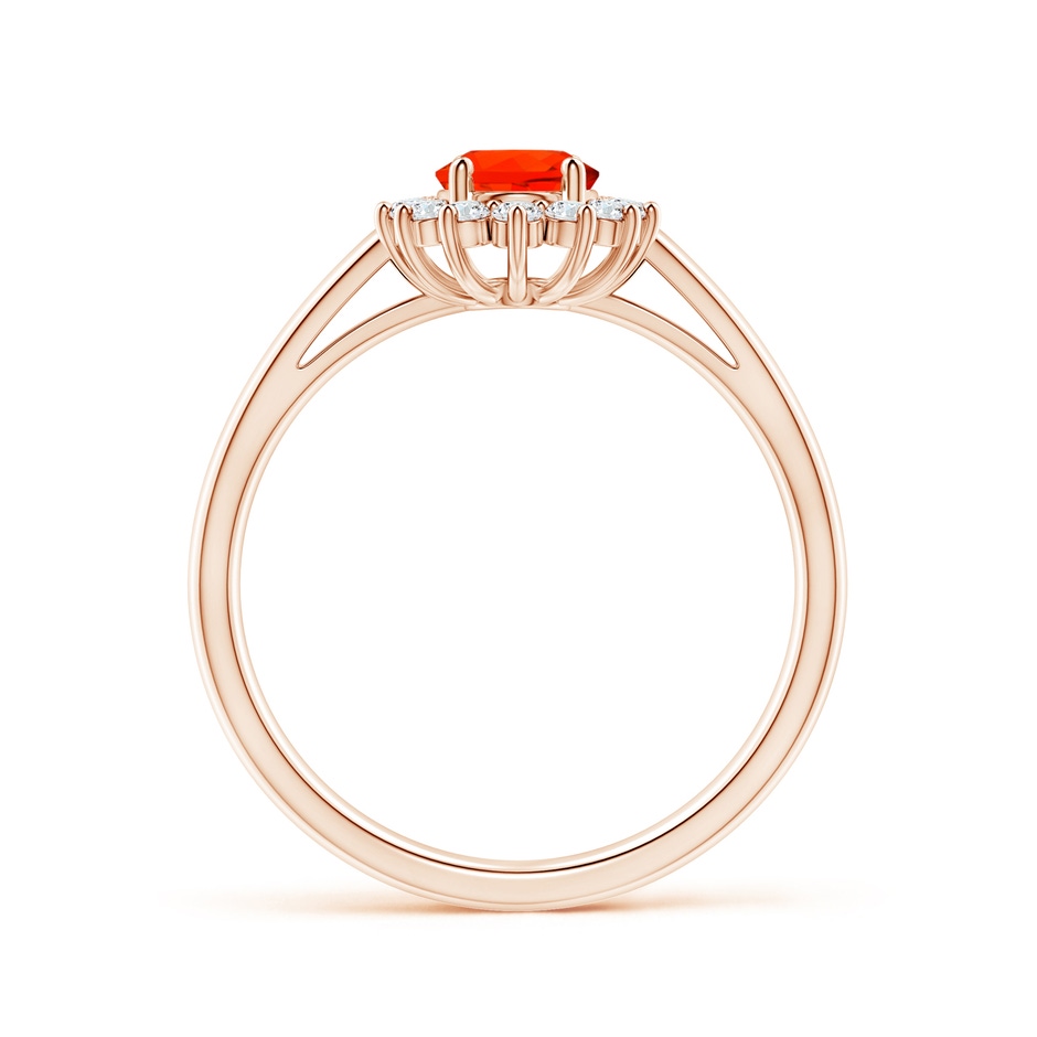 7x5mm AAAA Princess Diana Inspired Fire Opal Ring with Diamond Halo in 18K Rose Gold side 199