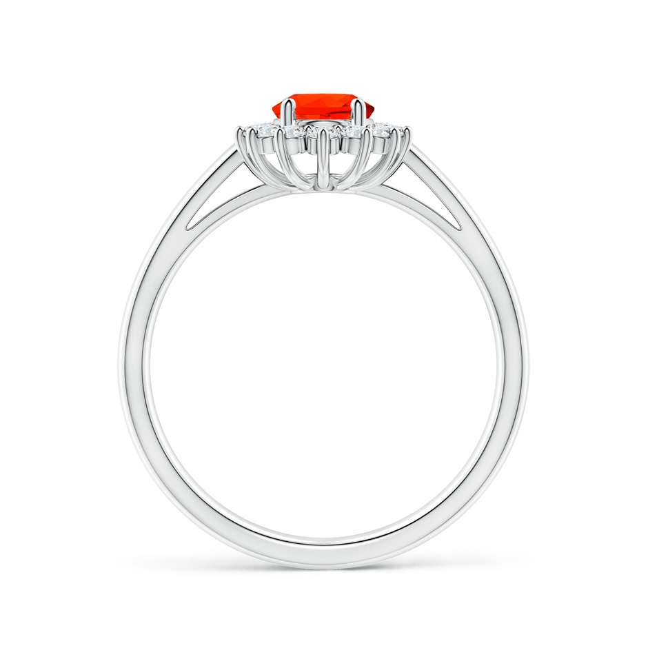 7x5mm AAAA Princess Diana Inspired Fire Opal Ring with Diamond Halo in S999 Silver side 199