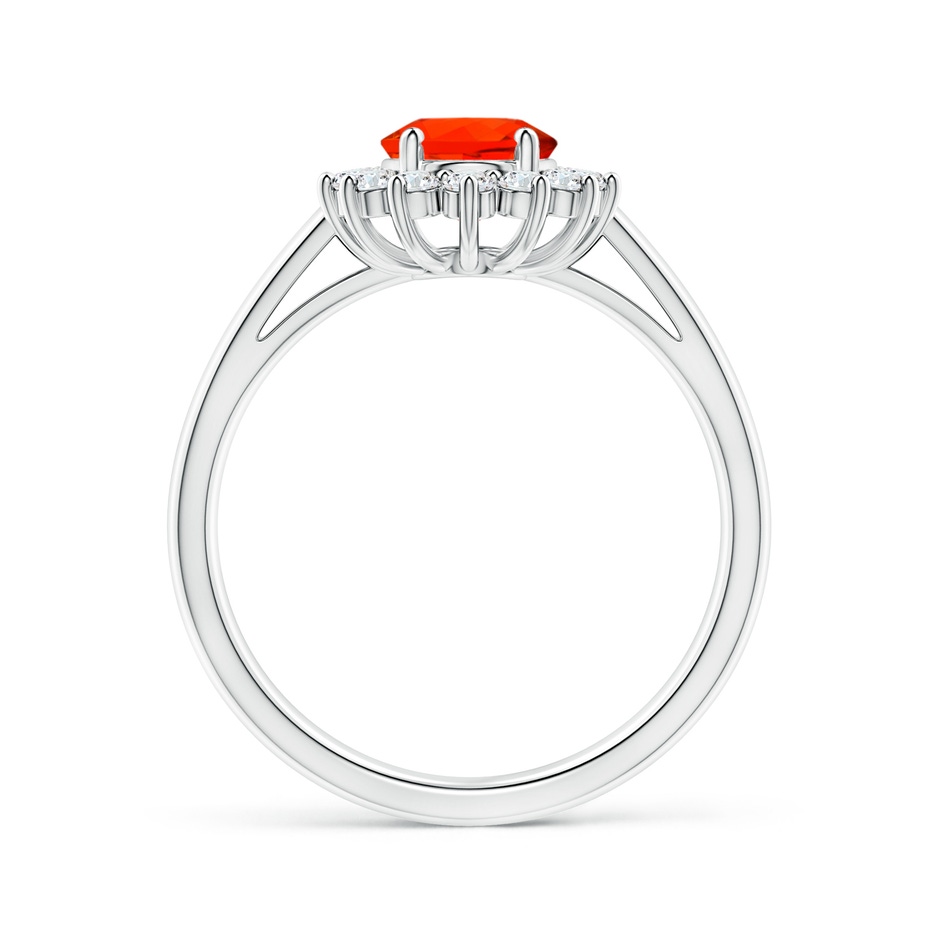 8x6mm AAAA Princess Diana Inspired Fire Opal Ring with Diamond Halo in P950 Platinum side 199
