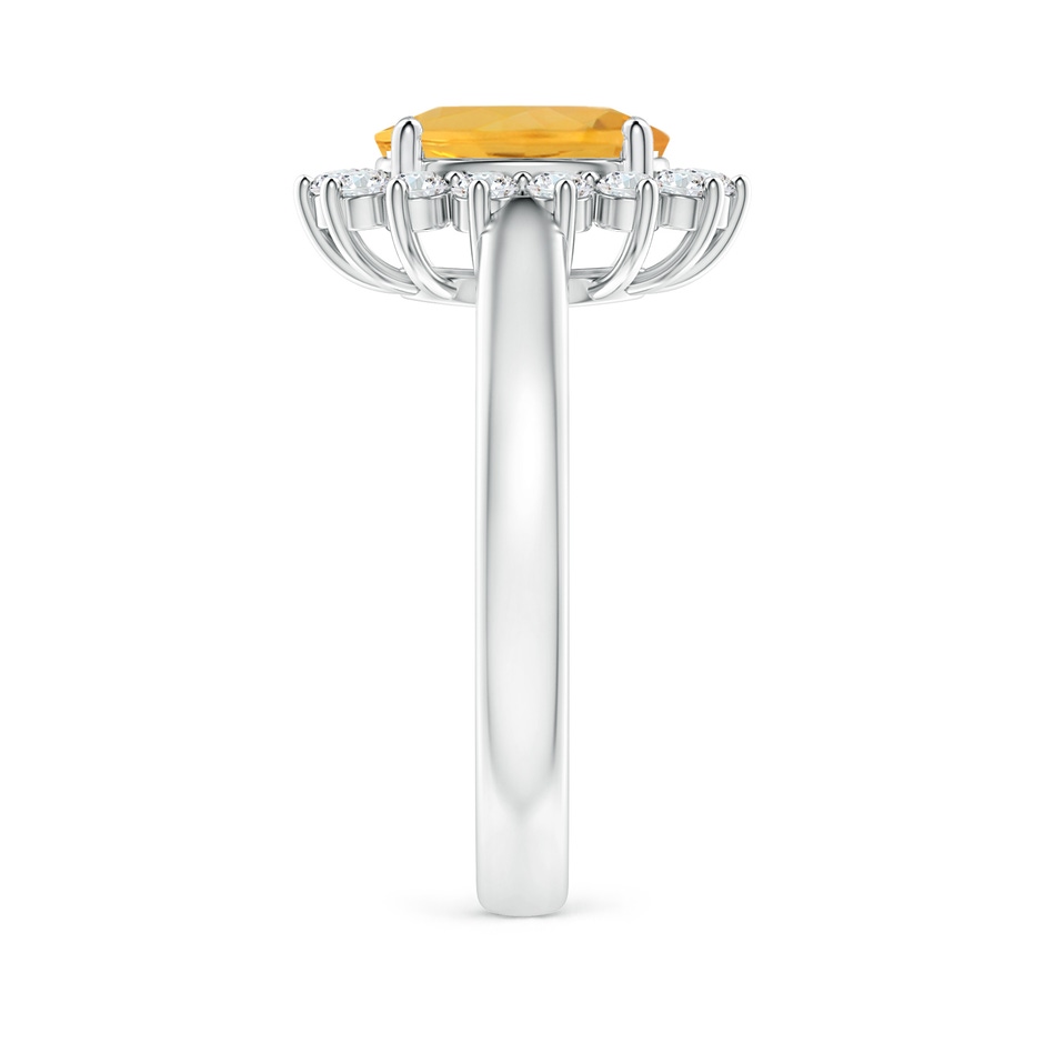 9x7mm A Princess Diana Inspired Fire Opal Ring with Diamond Halo in S999 Silver side 299