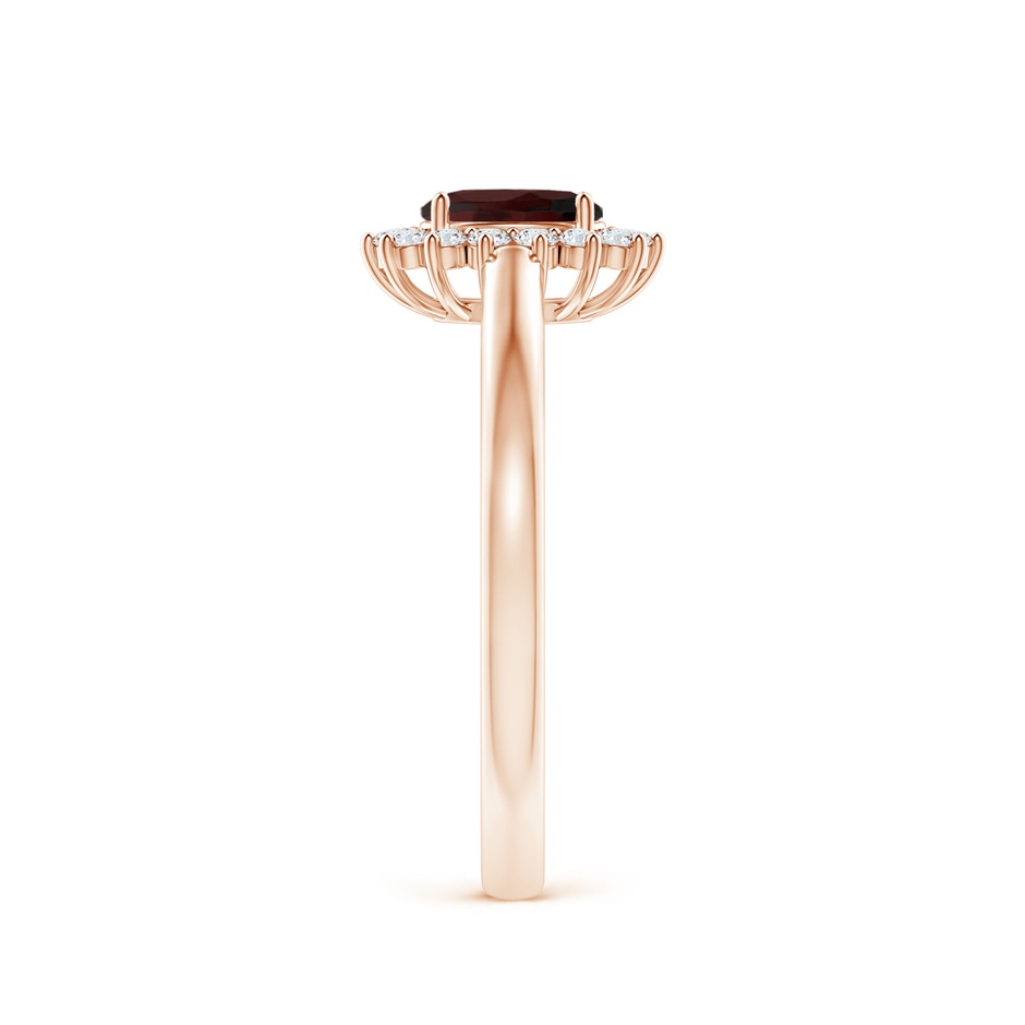 5x3mm A Princess Diana Inspired Garnet Ring with Diamond Halo in Rose Gold side 299