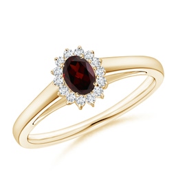 Halo Yellow Gold Garnet Rings
