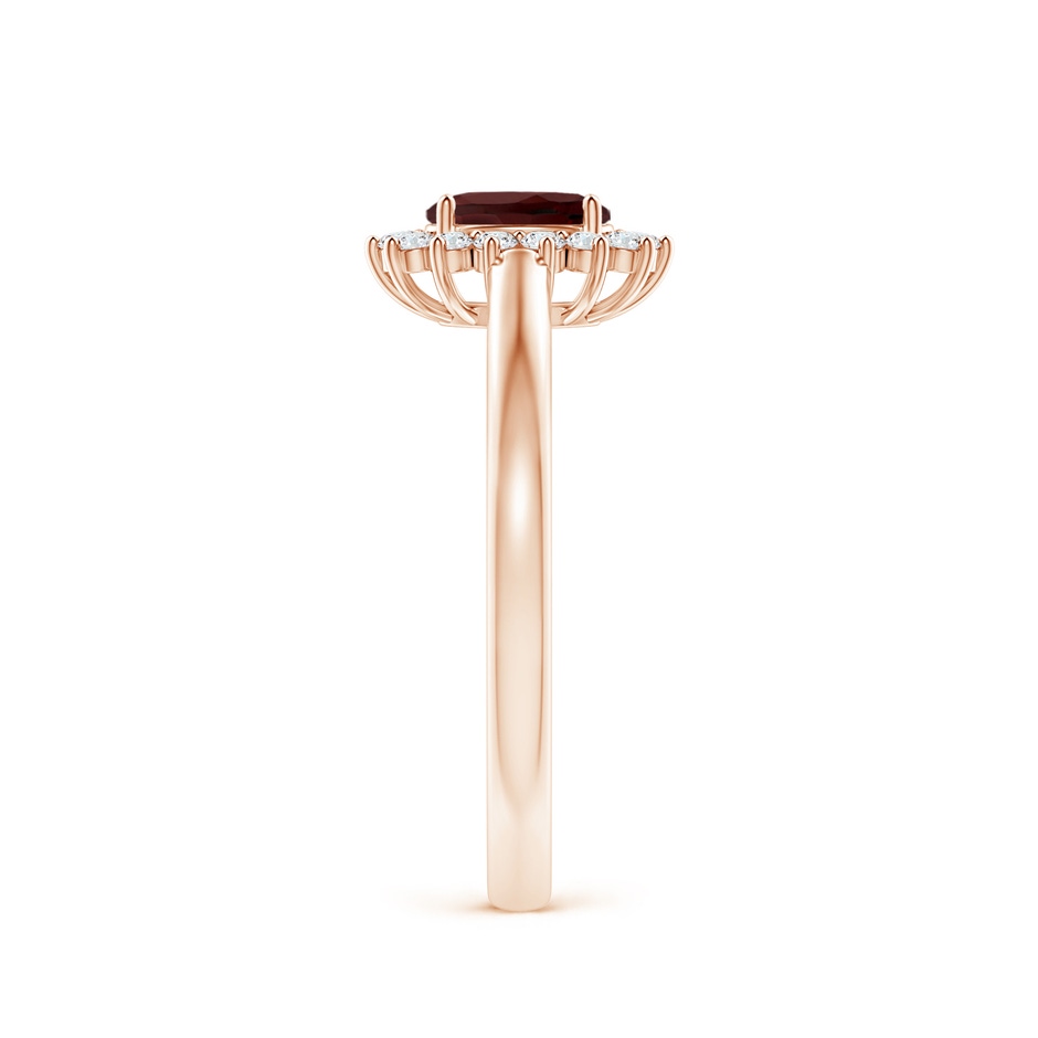 5x3mm AA Princess Diana Inspired Garnet Ring with Diamond Halo in 9K Rose Gold side 299