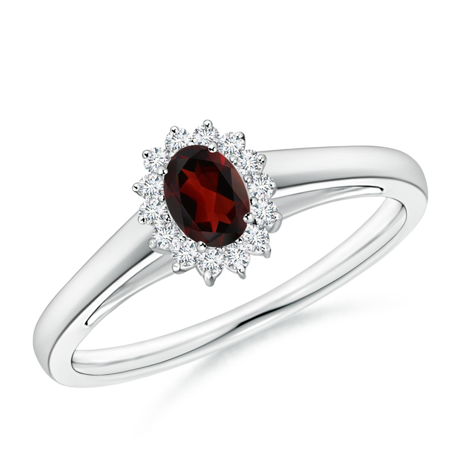 AA - Garnet / 0.36 CT / 14 KT White Gold