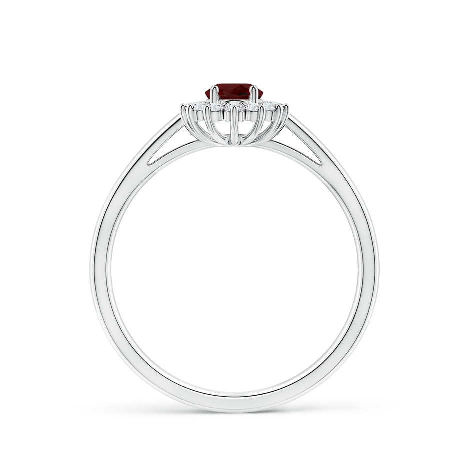 5x3mm AAA Princess Diana Inspired Garnet Ring with Diamond Halo in White Gold side 199
