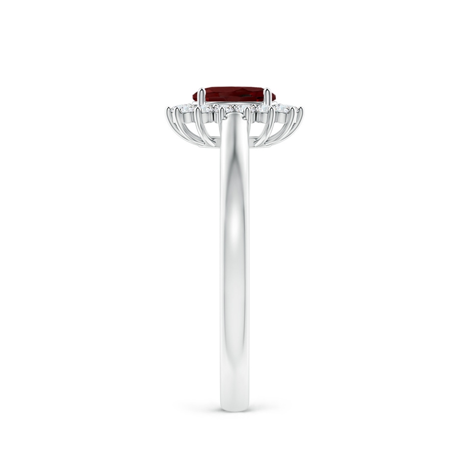 5x3mm AAA Princess Diana Inspired Garnet Ring with Diamond Halo in White Gold side 299