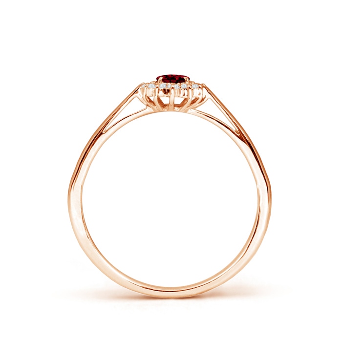5x3mm AAAA Princess Diana Inspired Garnet Ring with Diamond Halo in 10K Rose Gold Side1
