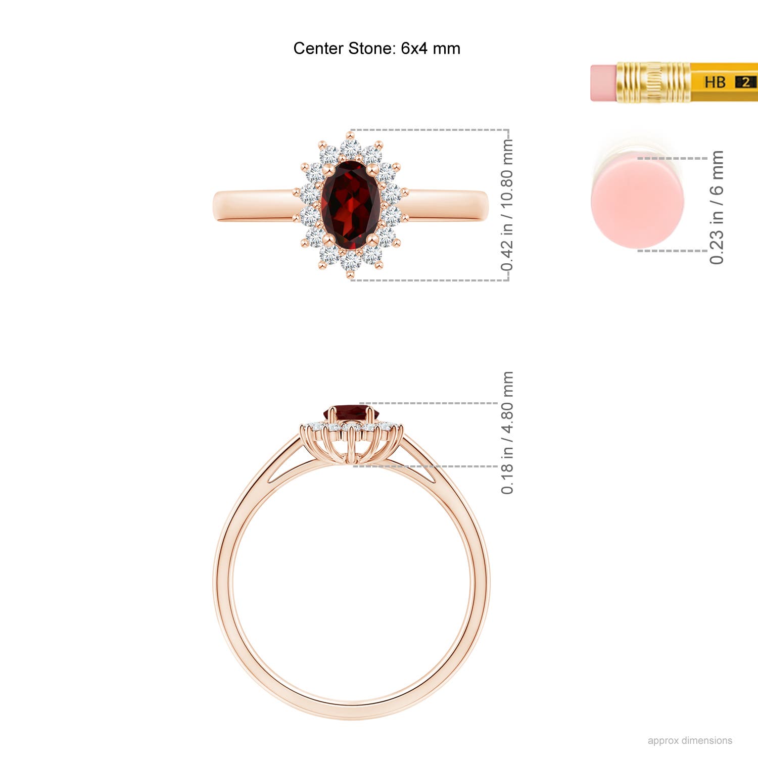 AAA - Garnet / 0.75 CT / 14 KT Rose Gold