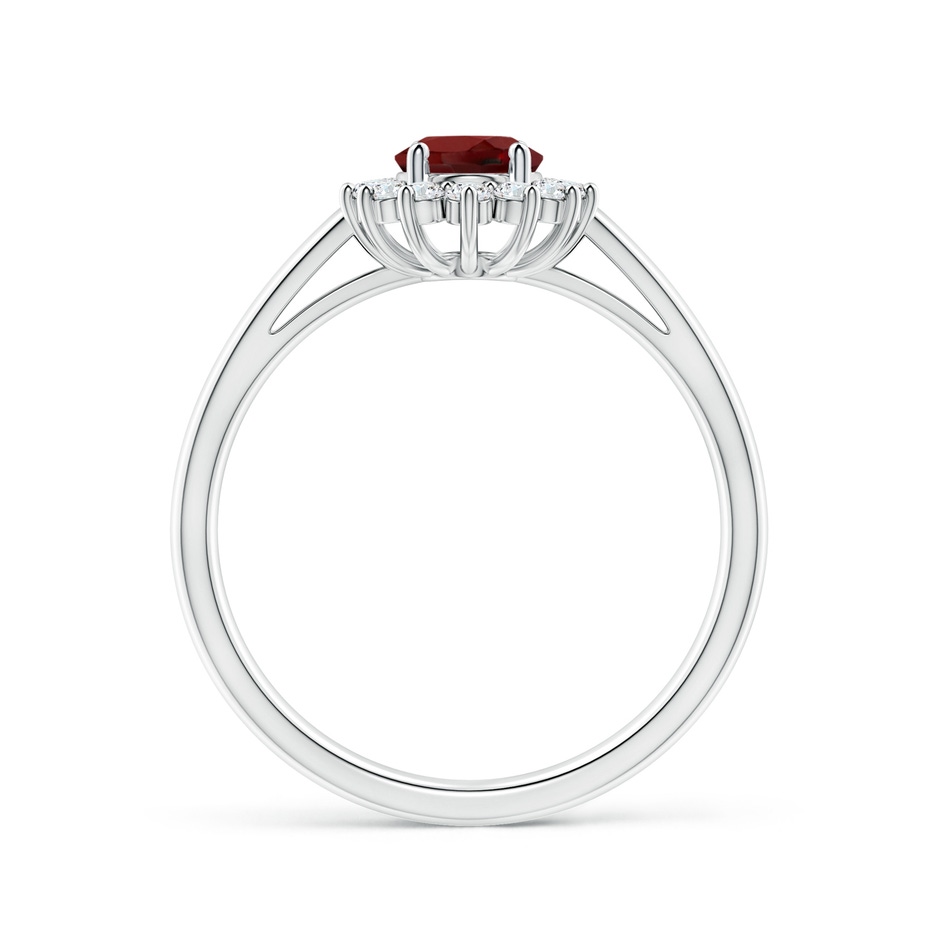 7x5mm AAAA Princess Diana Inspired Garnet Ring with Diamond Halo in White Gold side 199