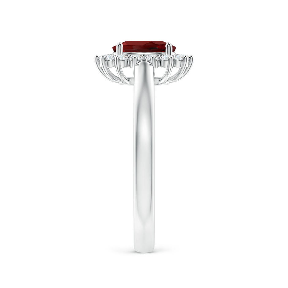 7x5mm AAAA Princess Diana Inspired Garnet Ring with Diamond Halo in White Gold side 299