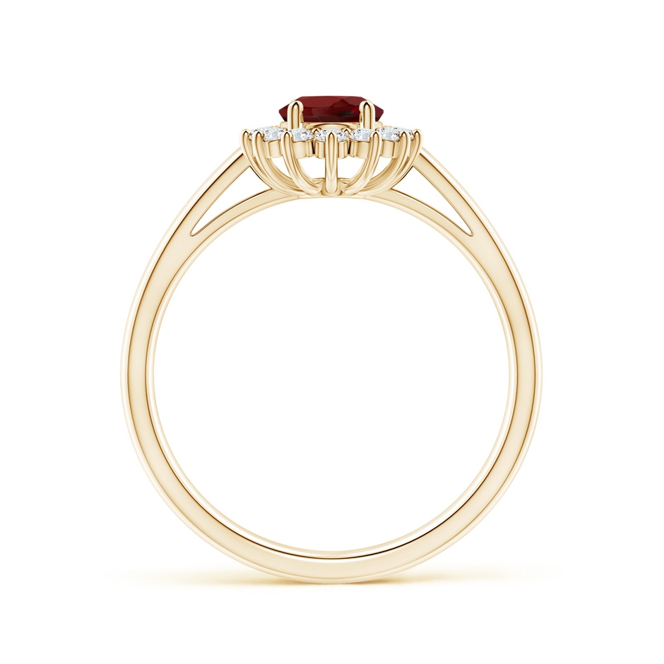 7x5mm AAAA Princess Diana Inspired Garnet Ring with Diamond Halo in Yellow Gold side 199
