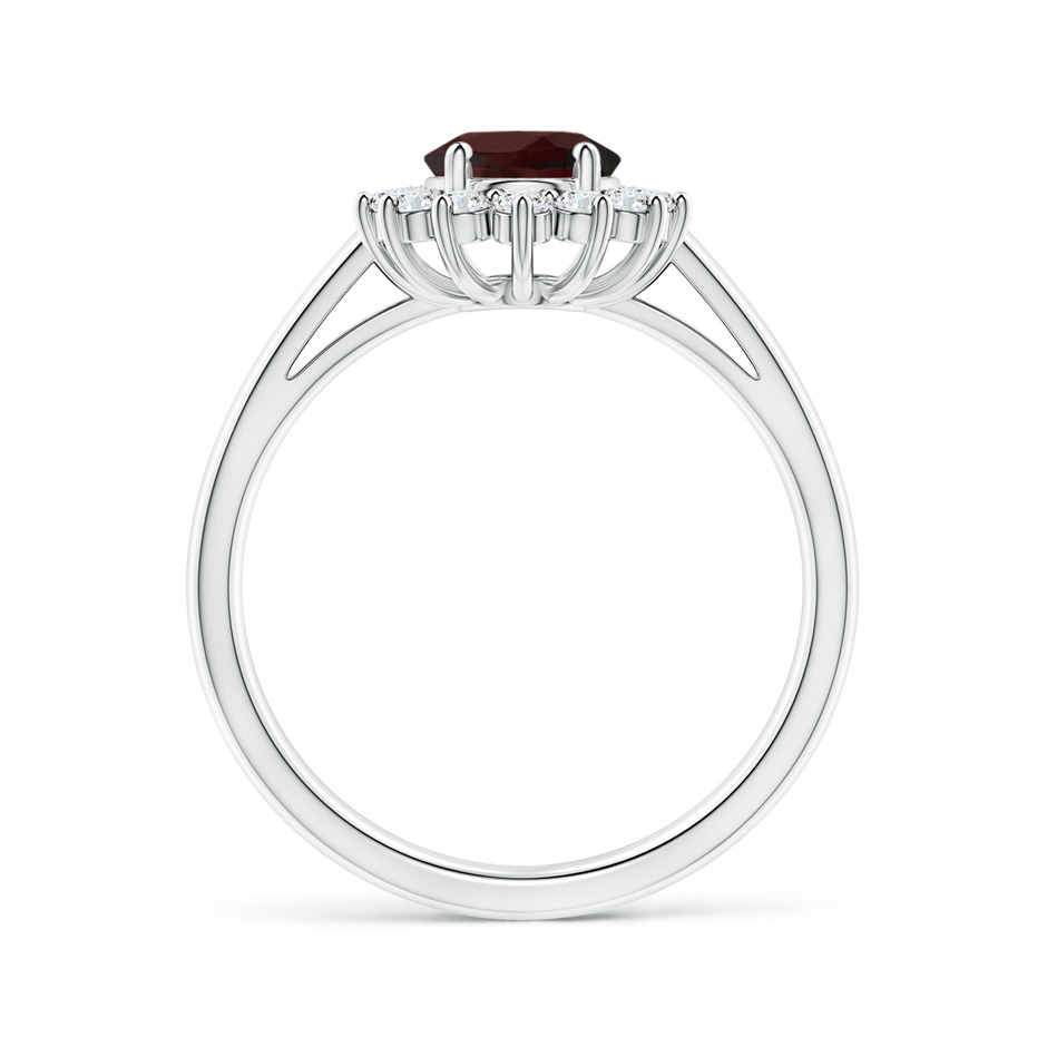 8x6mm A Princess Diana Inspired Garnet Ring with Diamond Halo in White Gold side 199