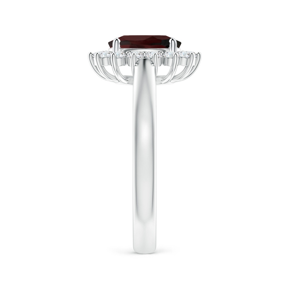 8x6mm A Princess Diana Inspired Garnet Ring with Diamond Halo in White Gold side 299