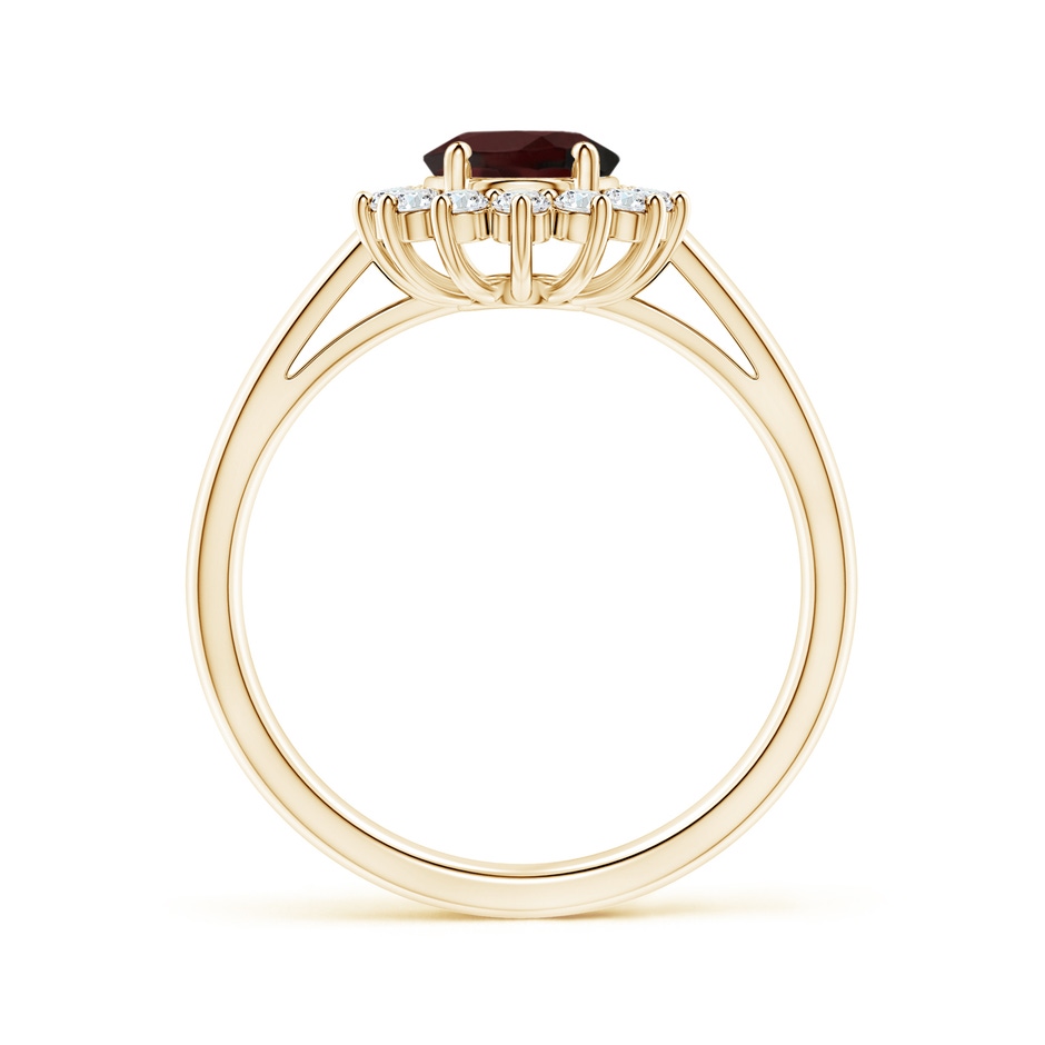 8x6mm A Princess Diana Inspired Garnet Ring with Diamond Halo in Yellow Gold side 199