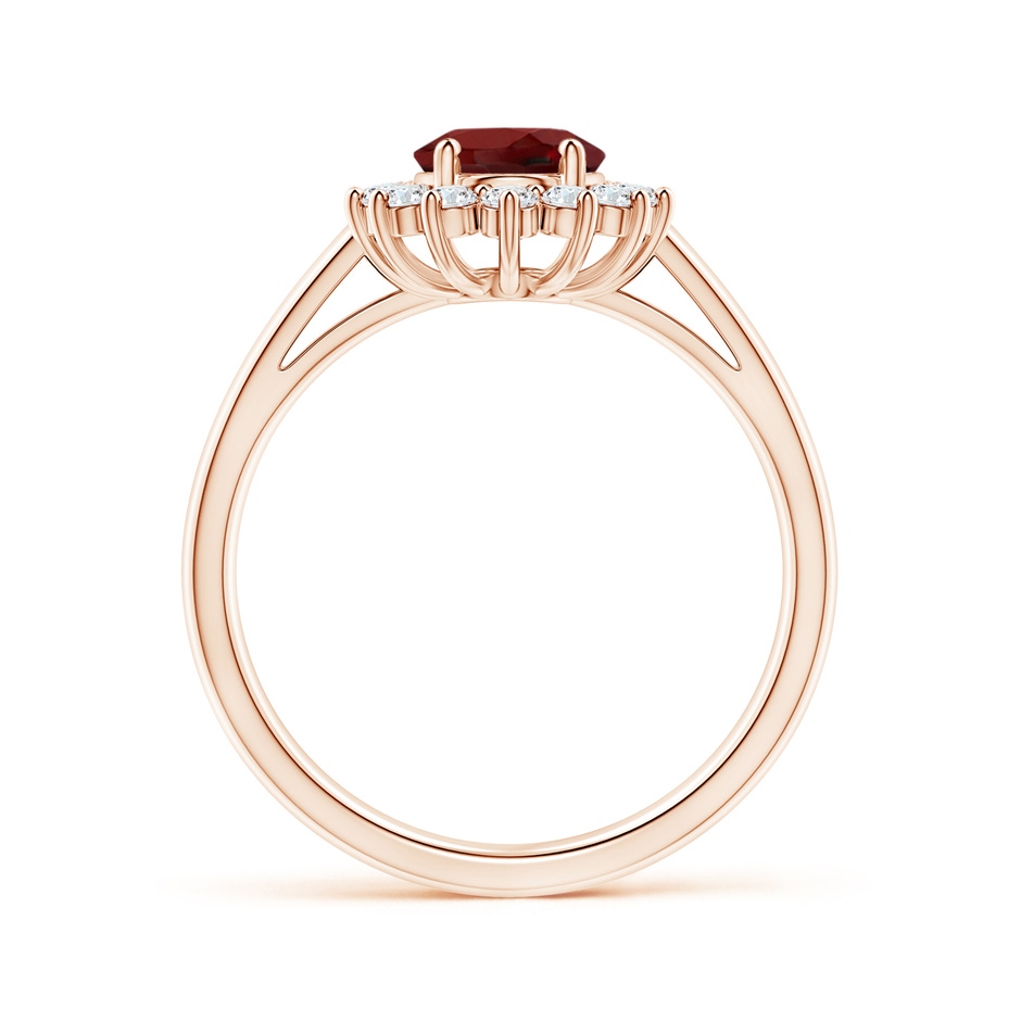 8x6mm AAAA Princess Diana Inspired Garnet Ring with Diamond Halo in 18K Rose Gold side 199