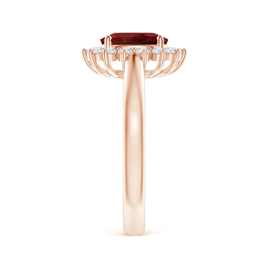 8x6mm AAAA Princess Diana Inspired Garnet Ring with Diamond Halo in 18K Rose Gold side 299