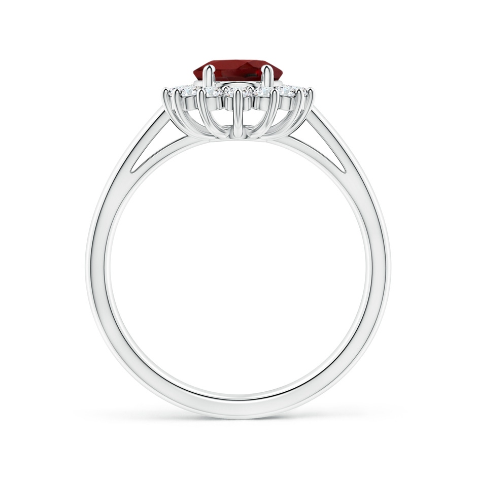 8x6mm AAAA Princess Diana Inspired Garnet Ring with Diamond Halo in 18K White Gold side 199