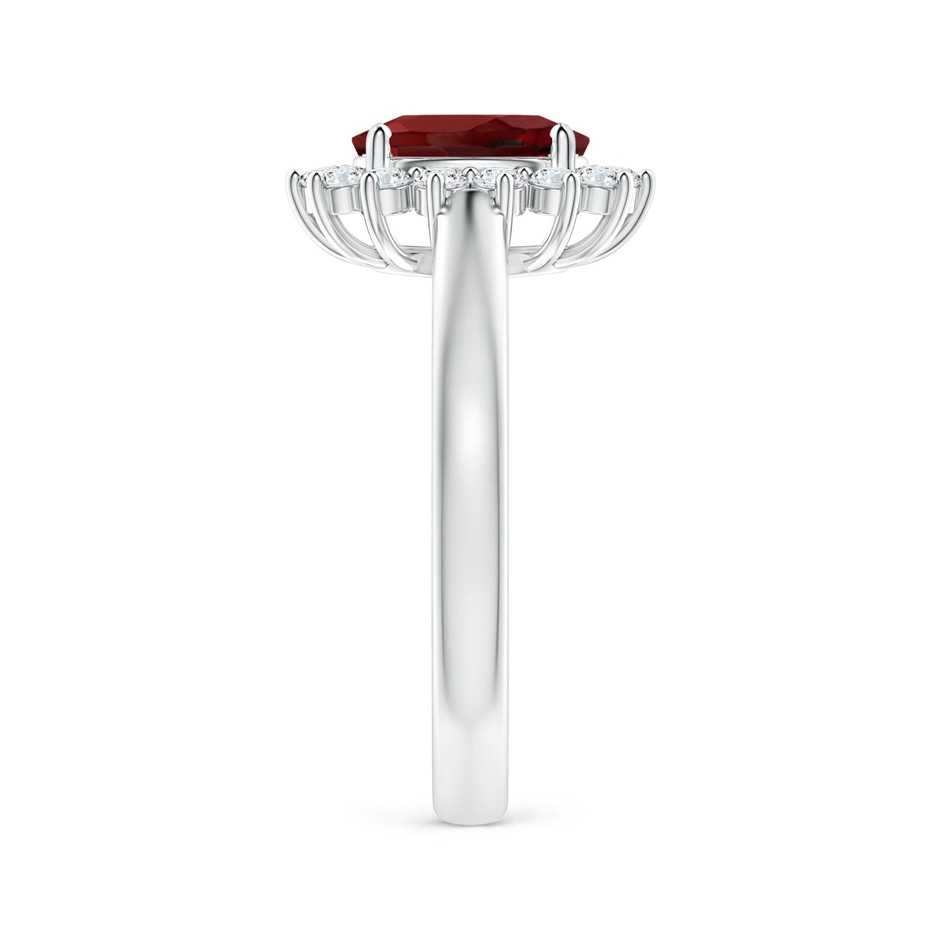 8x6mm AAAA Princess Diana Inspired Garnet Ring with Diamond Halo in White Gold side 299