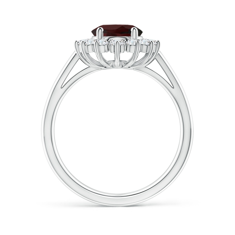 9x7mm A Princess Diana Inspired Garnet Ring with Diamond Halo in P950 Platinum side 199