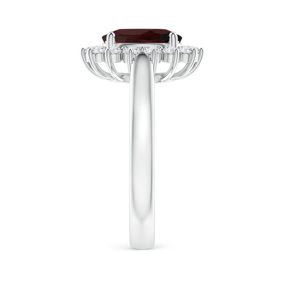 9x7mm A Princess Diana Inspired Garnet Ring with Diamond Halo in P950 Platinum side 299