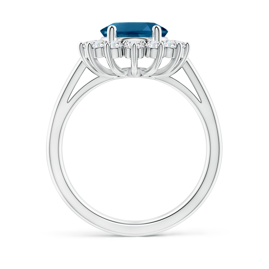 10x8mm AAAA Princess Diana Inspired London Blue Topaz Ring with Halo in P950 Platinum side-1