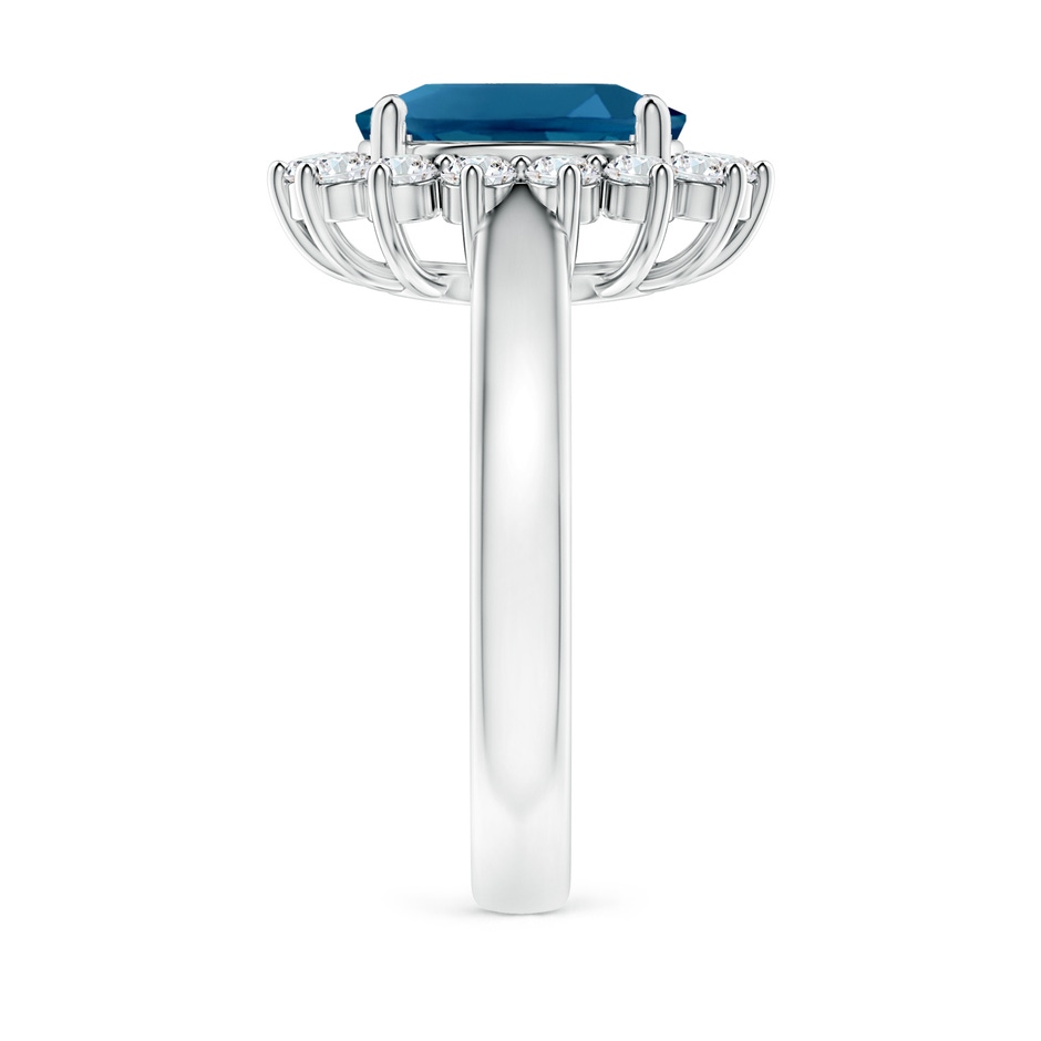10x8mm AAAA Princess Diana Inspired London Blue Topaz Ring with Halo in P950 Platinum side-2