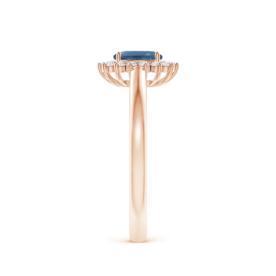 5x3mm A Princess Diana Inspired London Blue Topaz Ring with Halo in Rose Gold side-2