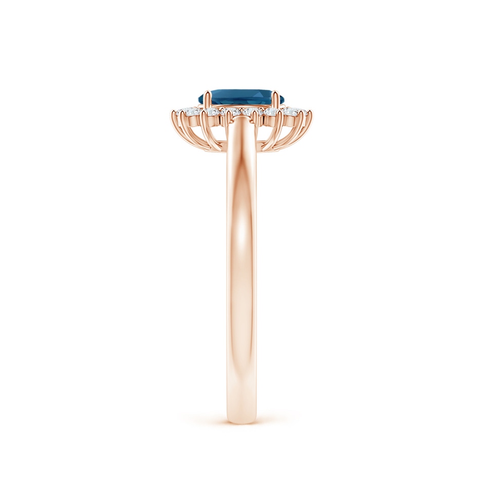 5x3mm AAA Princess Diana Inspired London Blue Topaz Ring with Halo in Rose Gold side-2