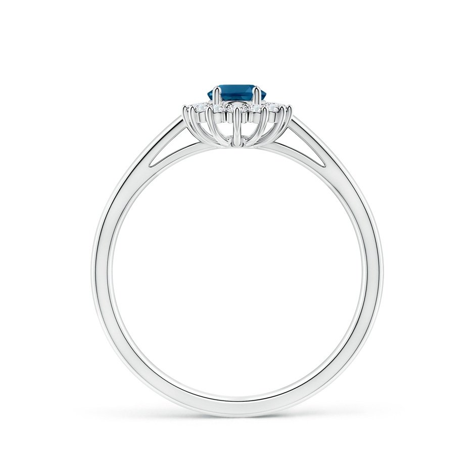 5x3mm AAAA Princess Diana Inspired London Blue Topaz Ring with Halo in P950 Platinum side-1
