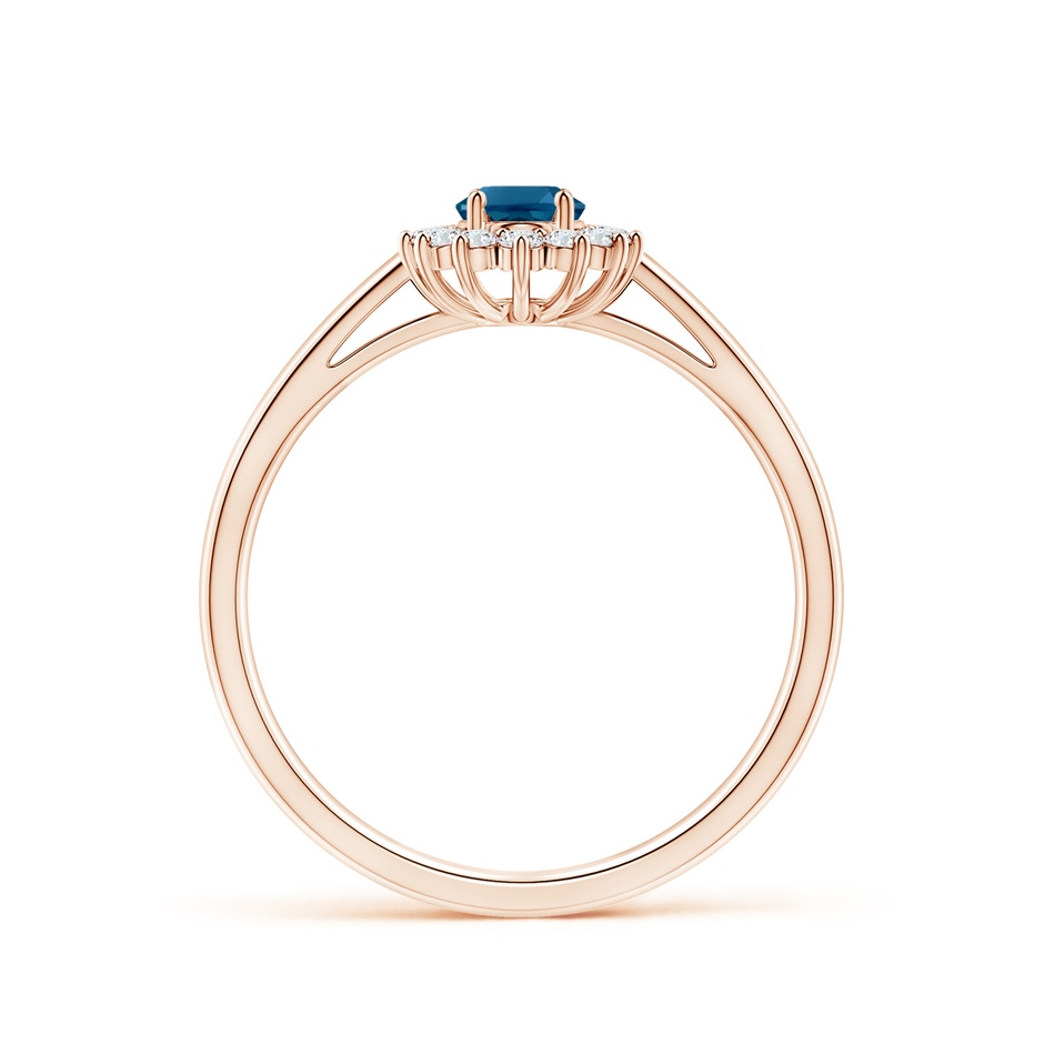 5x3mm AAAA Princess Diana Inspired London Blue Topaz Ring with Halo in Rose Gold side-1